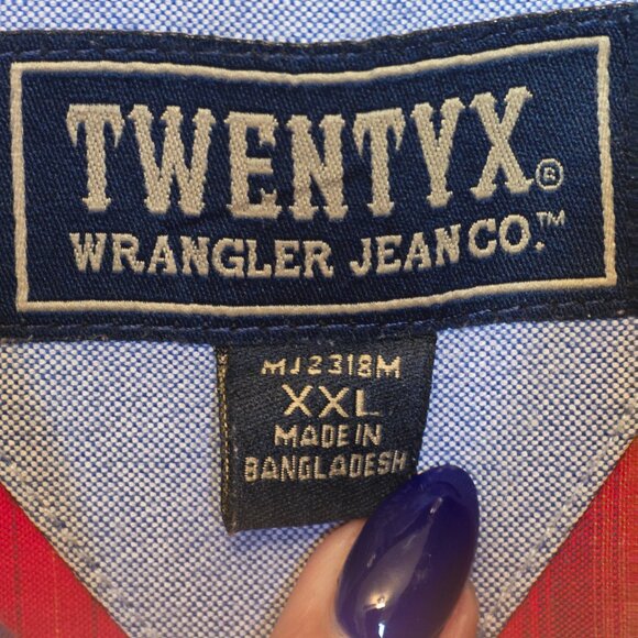 Men's TWENTYX by WRANGLER Red Plaid Long Sleeve Button Down Shirt sz XXL - Picture 4 of 4